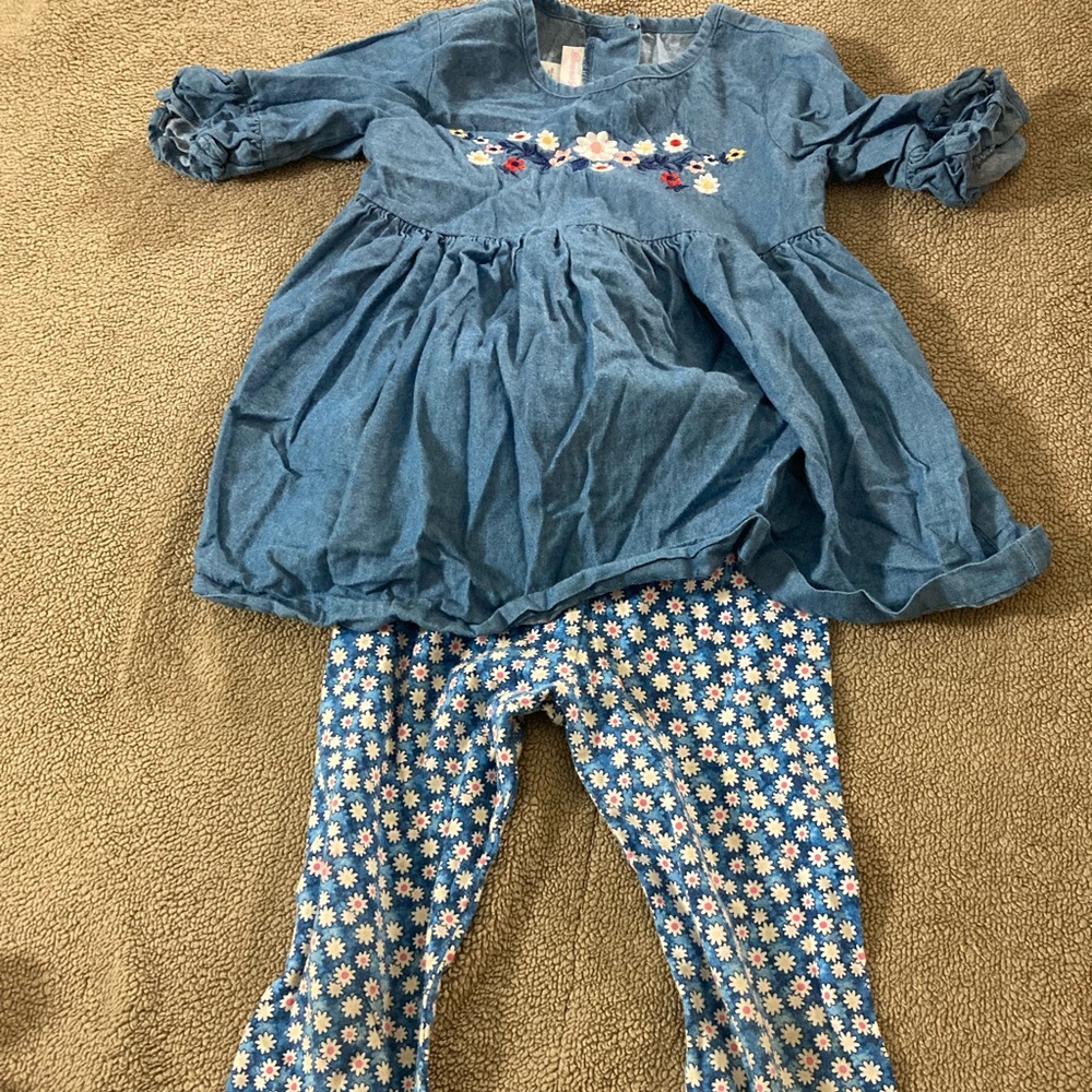 Bonnie Baby Light Blue Chambray Button-Back Dress